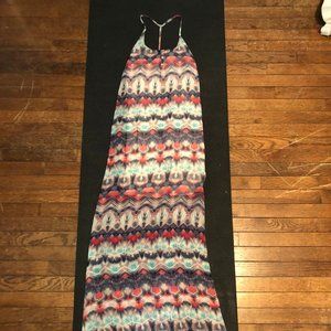 Multi color maxi dress with t-strap